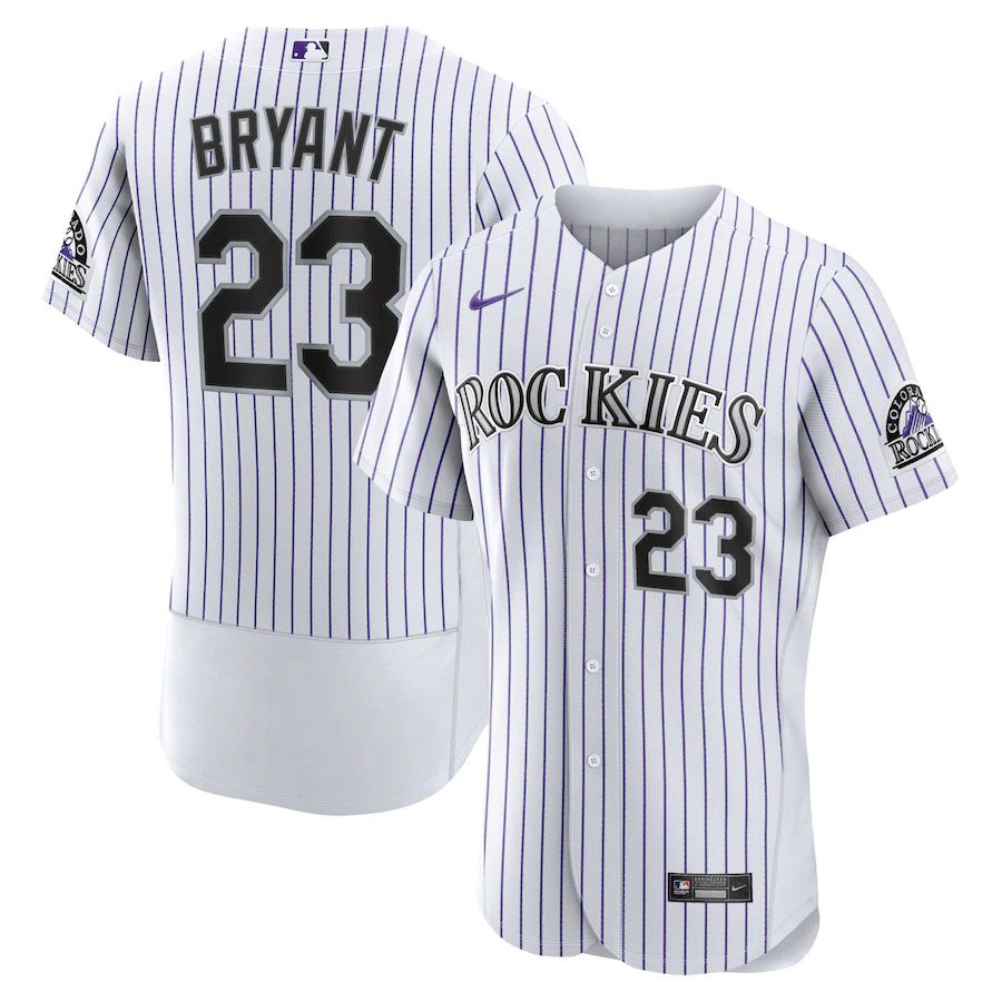 Men Colorado Rockies #23 Kris Bryant Nike White Authentic Player MLB Jersey->colorado rockies->MLB Jersey